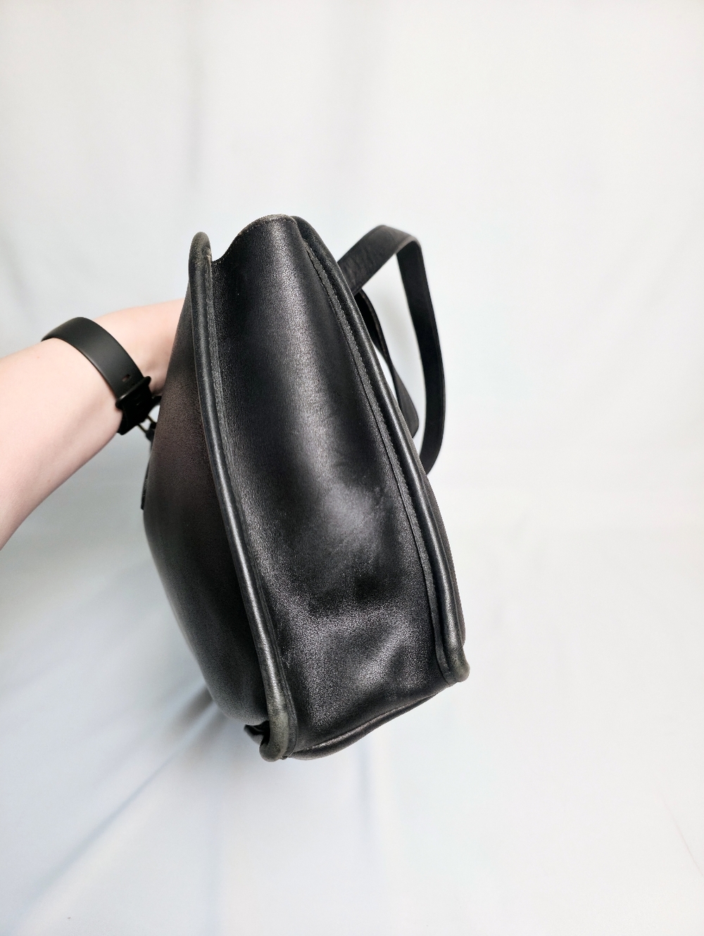 PROJECT Vintage Coach Marketing Tote Black Leather Laptop Briefcase Large Purse - Picture 3 of 16